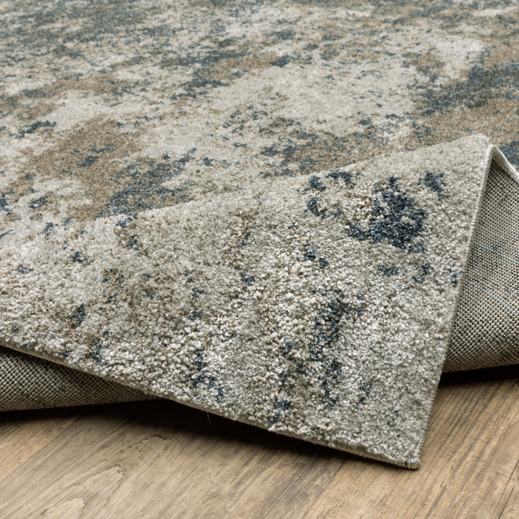 8" Runner Tan and Gray Abstract Power Loom Runner Rug