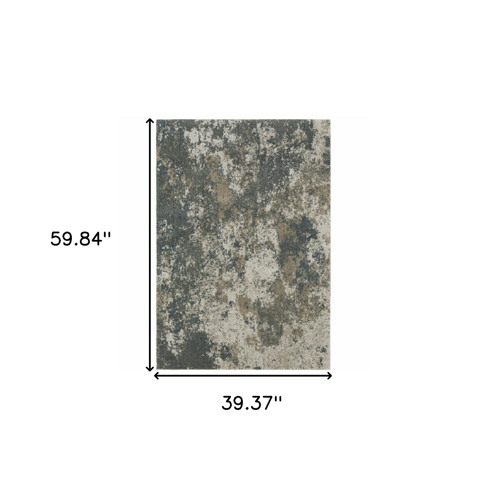 3" X 5" Tan and Gray Abstract Power Loom Area Rug