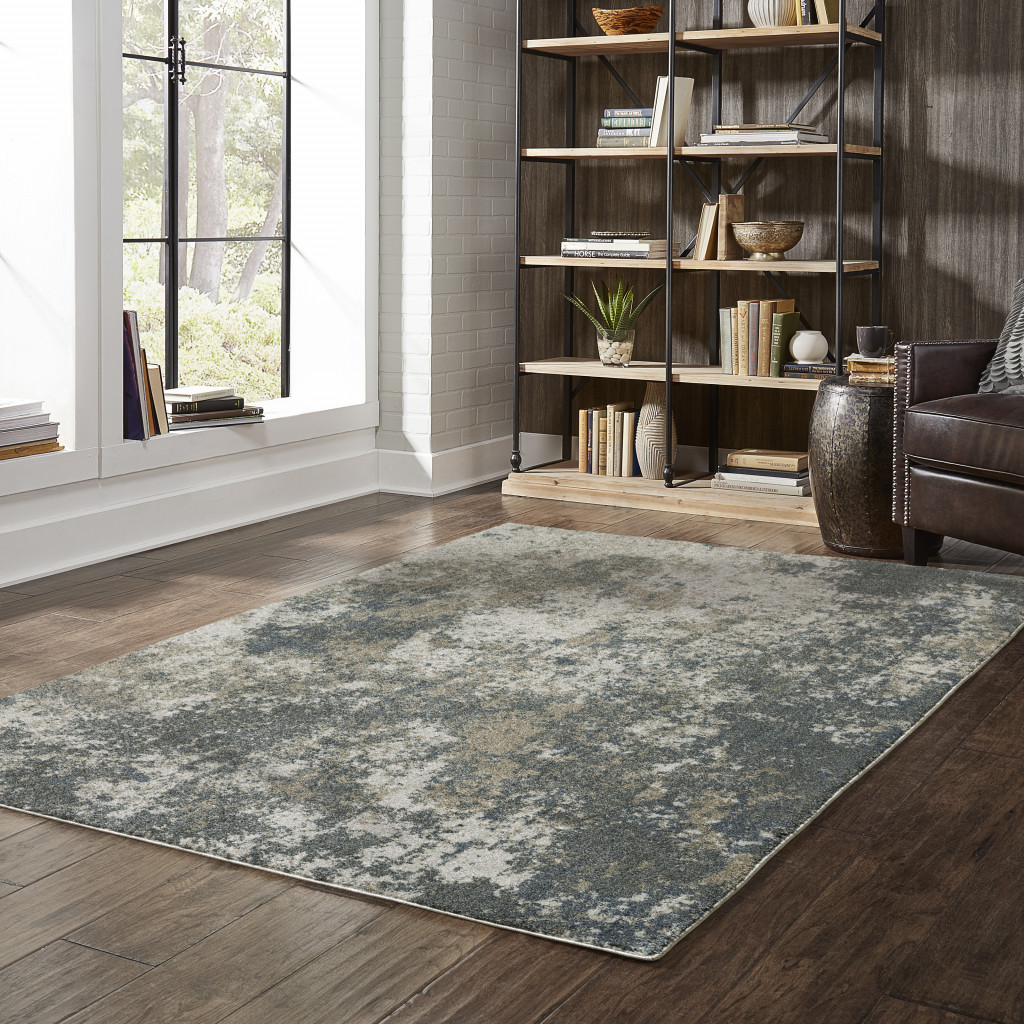 3" X 5" Tan and Gray Abstract Power Loom Area Rug