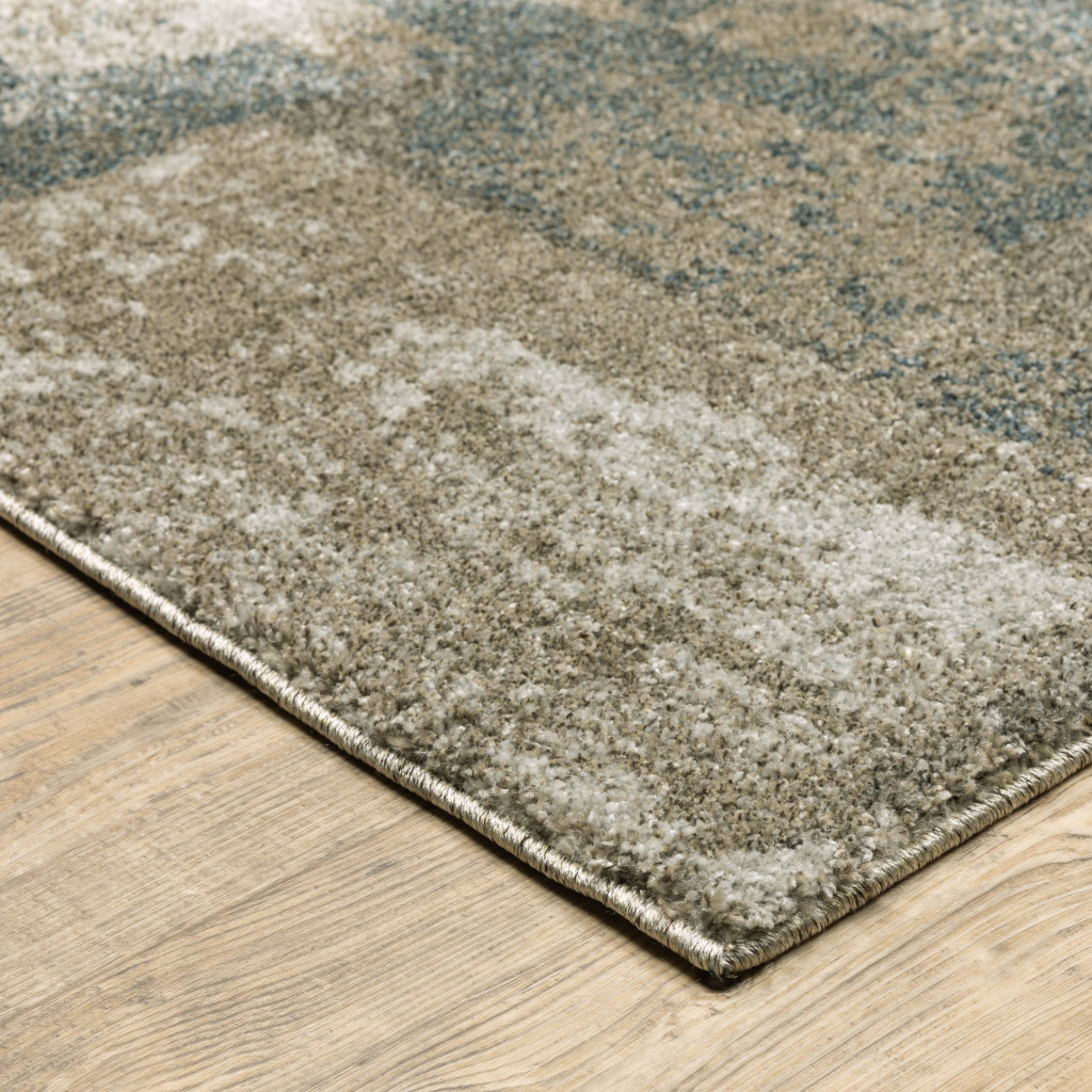 8" Runner Teal Blue Geometric Power Loom Runner Rug