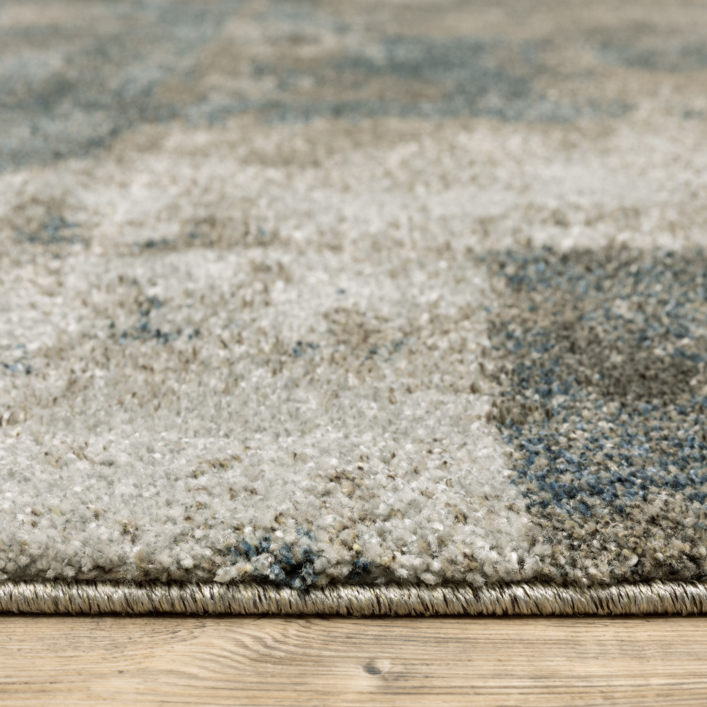 8" Runner Teal Blue Geometric Power Loom Runner Rug