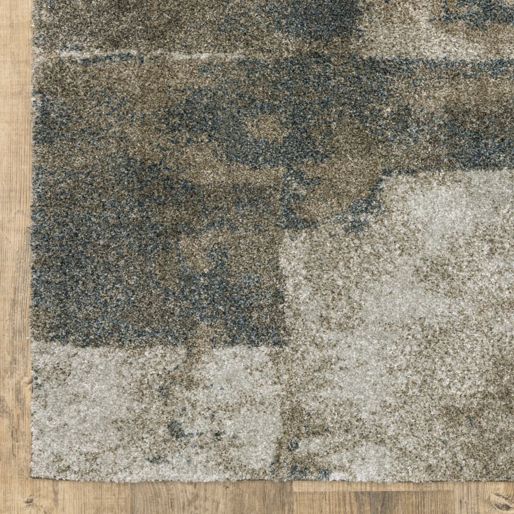 8" Runner Teal Blue Geometric Power Loom Runner Rug