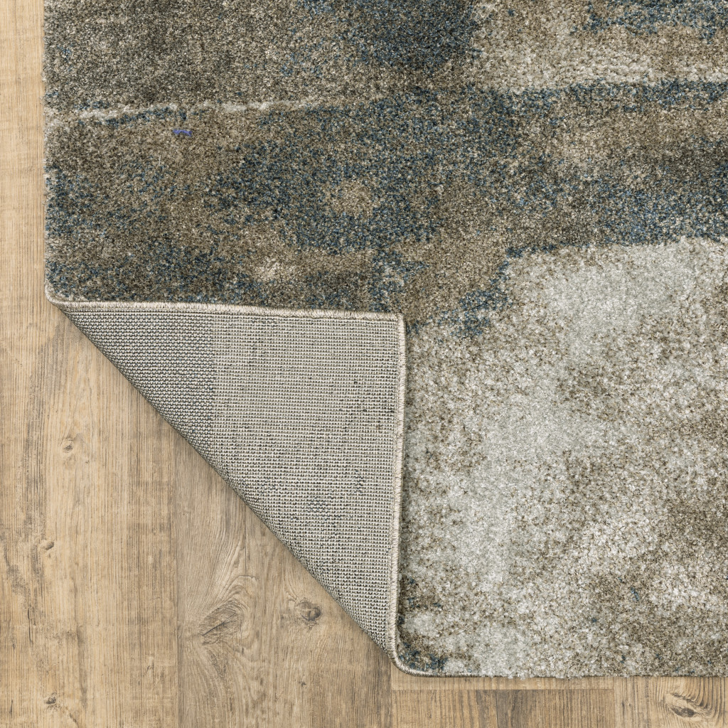 5" X 8" Teal Blue Geometric Power Loom Area Rug