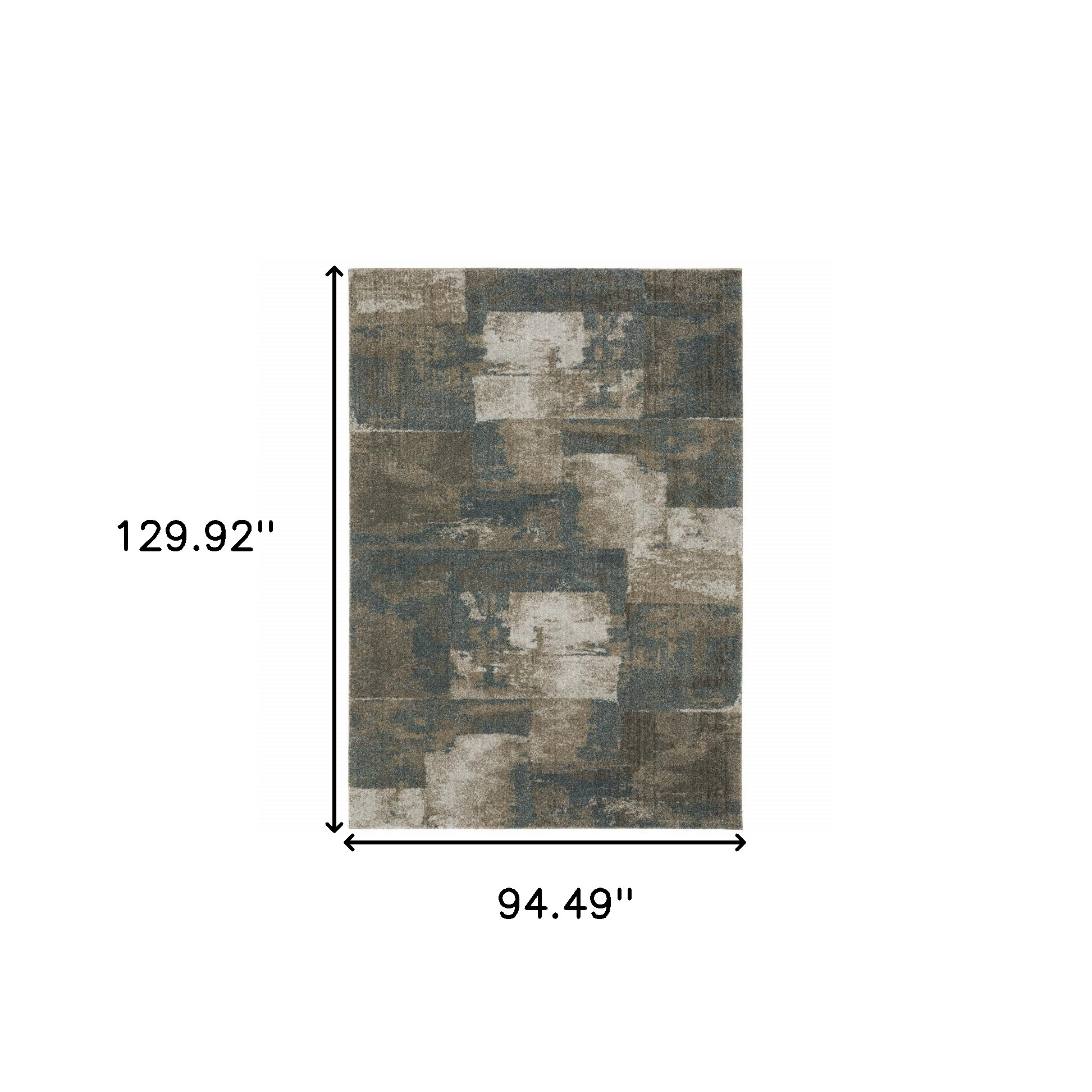 8" X 11" Teal Blue Geometric Power Loom Area Rug