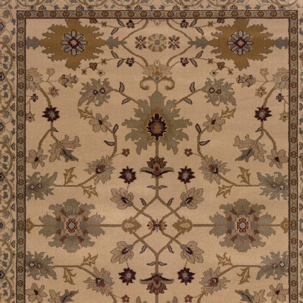 10 X 13 Ivory Oriental Power Loom Stain Resistant Area Rug