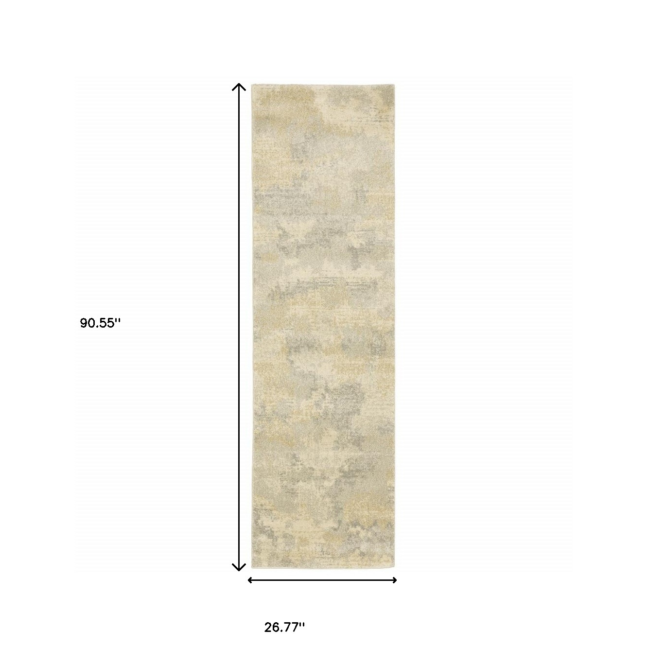 2" X 8" Grey Ivory Beige And Taupe Abstract Power Loom Stain Resistant Runner Rug