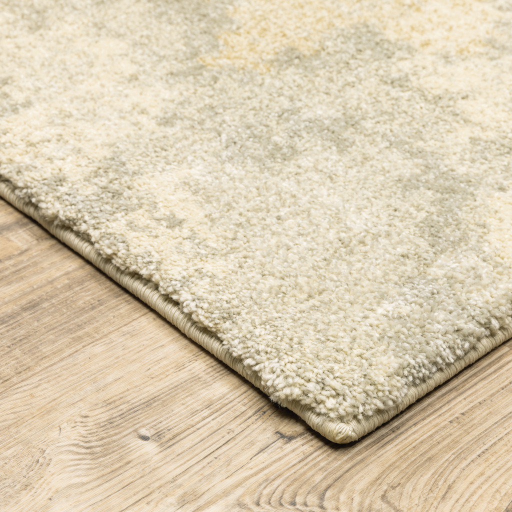 2 X 8 grey Ivory Beige And Taupe Abstract Power Loom Stain Resistant Runner Rug