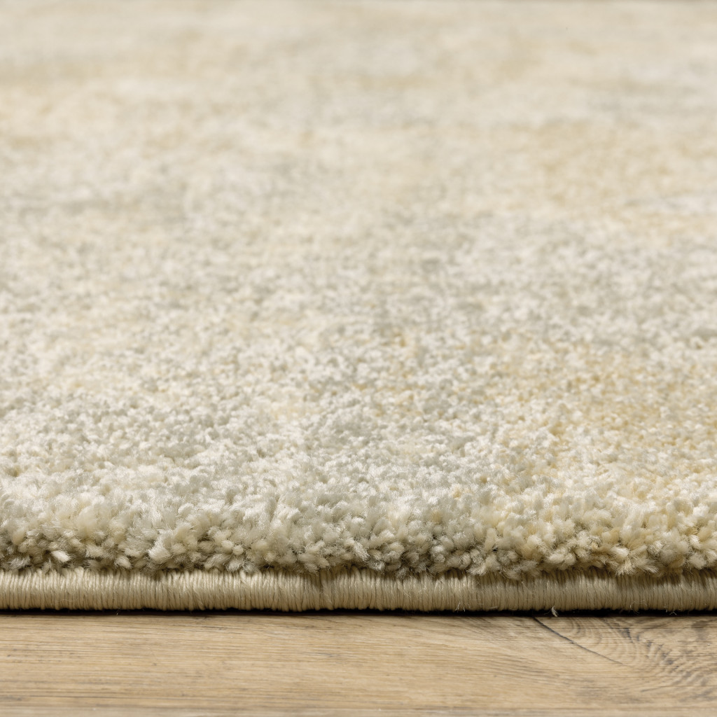 2" X 8" Grey Ivory Beige And Taupe Abstract Power Loom Stain Resistant Runner Rug