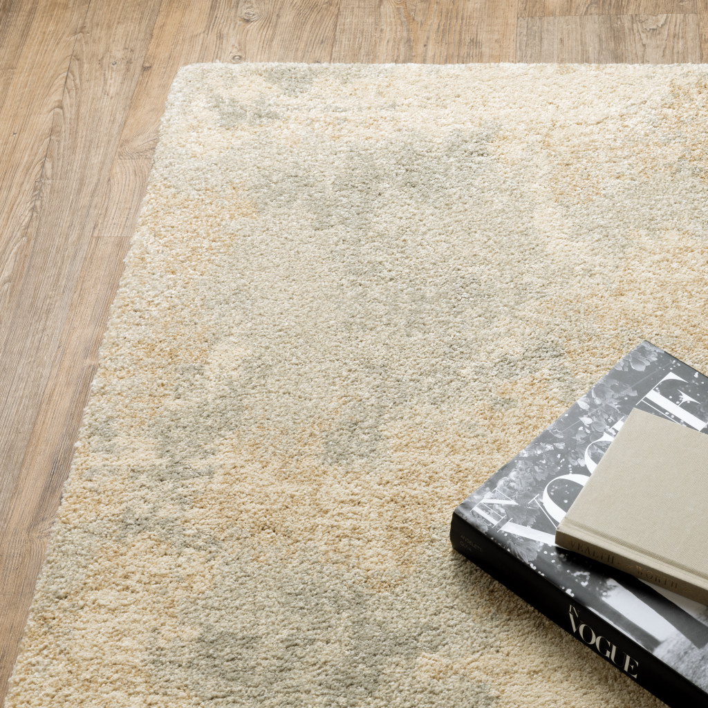 2" X 8" Grey Ivory Beige And Taupe Abstract Power Loom Stain Resistant Runner Rug