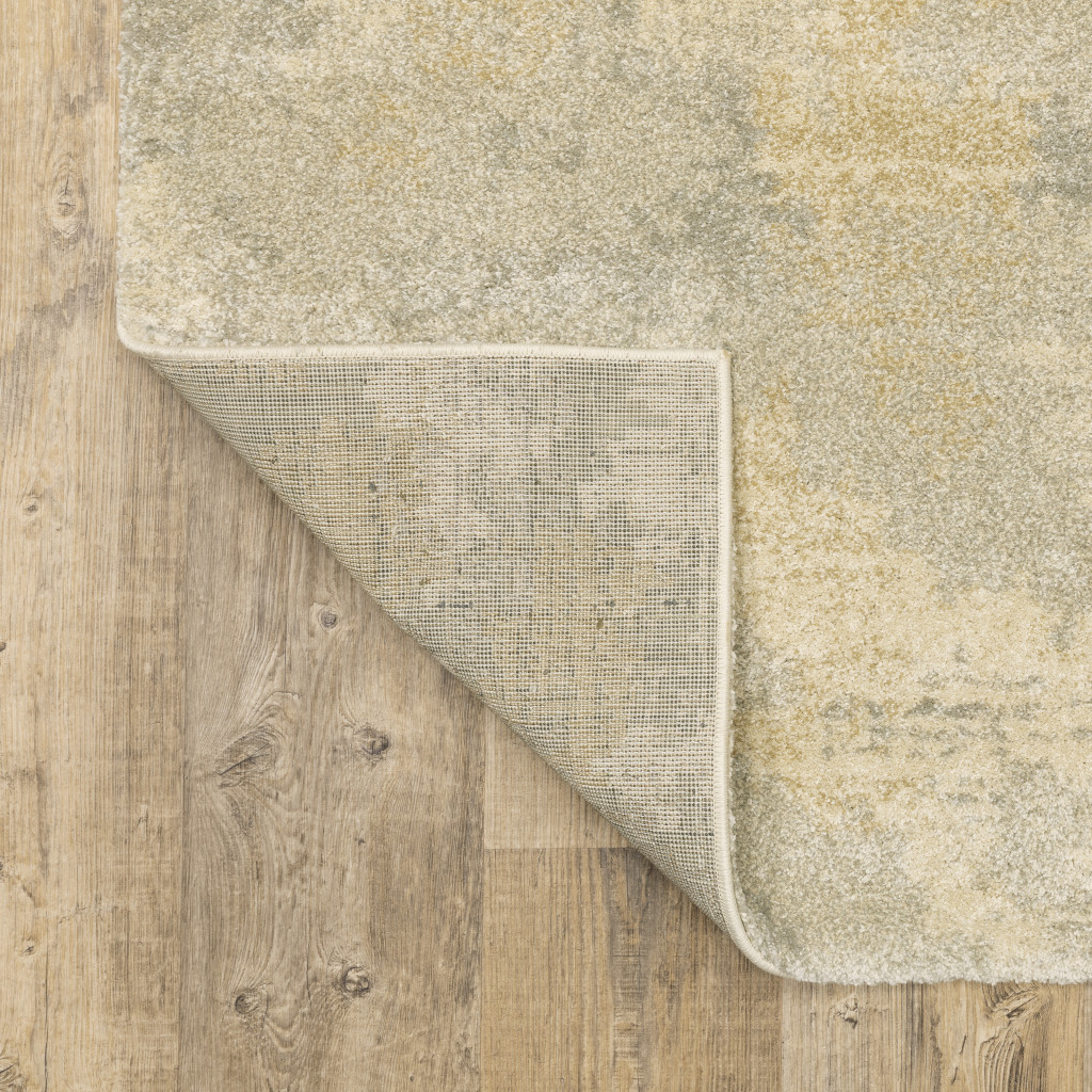 2" X 8" Grey Ivory Beige And Taupe Abstract Power Loom Stain Resistant Runner Rug