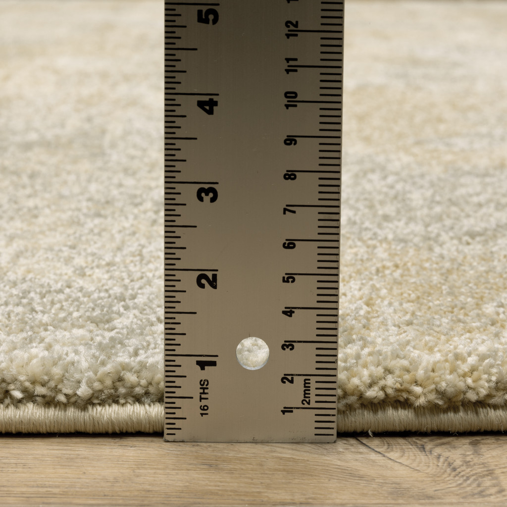 2" X 8" Grey Ivory Beige And Taupe Abstract Power Loom Stain Resistant Runner Rug