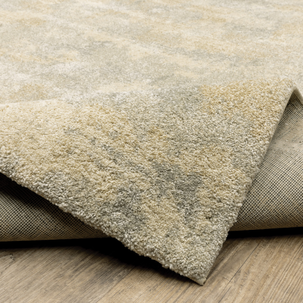 2" X 8" Grey Ivory Beige And Taupe Abstract Power Loom Stain Resistant Runner Rug