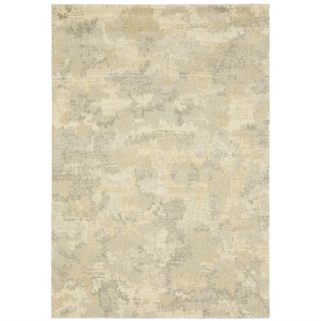 6" X 9" Grey Ivory Beige And Taupe Abstract Power Loom Stain Resistant Area Rug