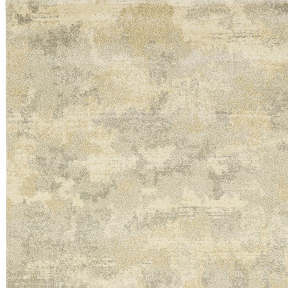 8" X 11" Grey Ivory Beige And Taupe Abstract Power Loom Stain Resistant Area Rug