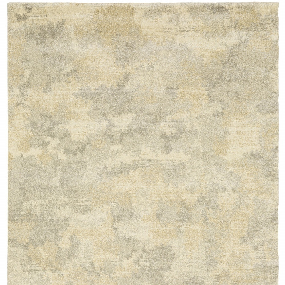 8" X 11" Grey Ivory Beige And Taupe Abstract Power Loom Stain Resistant Area Rug