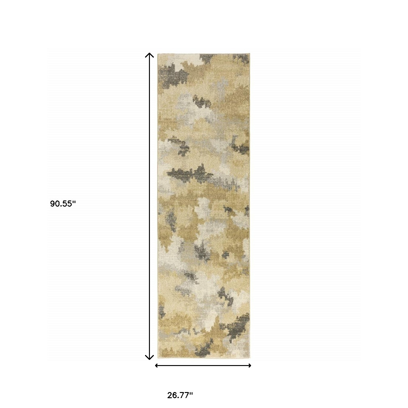 2" X 8" Beige Grey And Gold Abstract Power Loom Stain Resistant Runner Rug