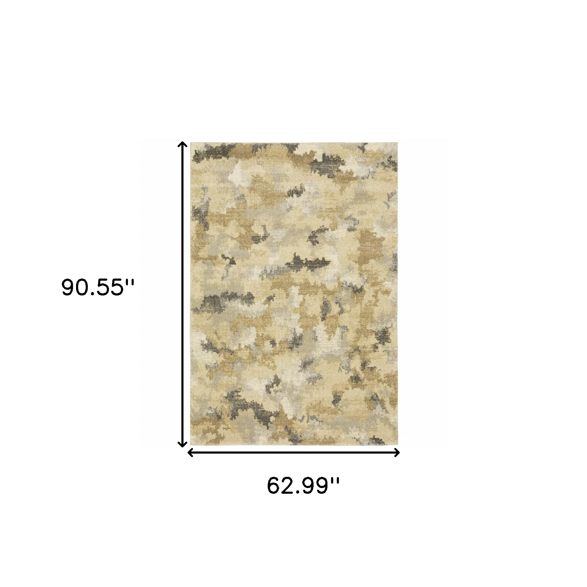 5" X 8" Beige Grey And Gold Abstract Power Loom Stain Resistant Area Rug