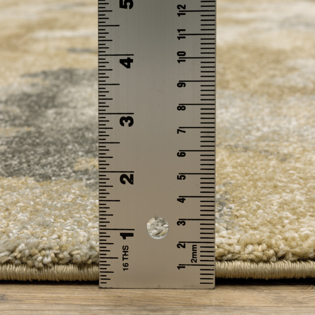 5" X 8" Beige Grey And Gold Abstract Power Loom Stain Resistant Area Rug