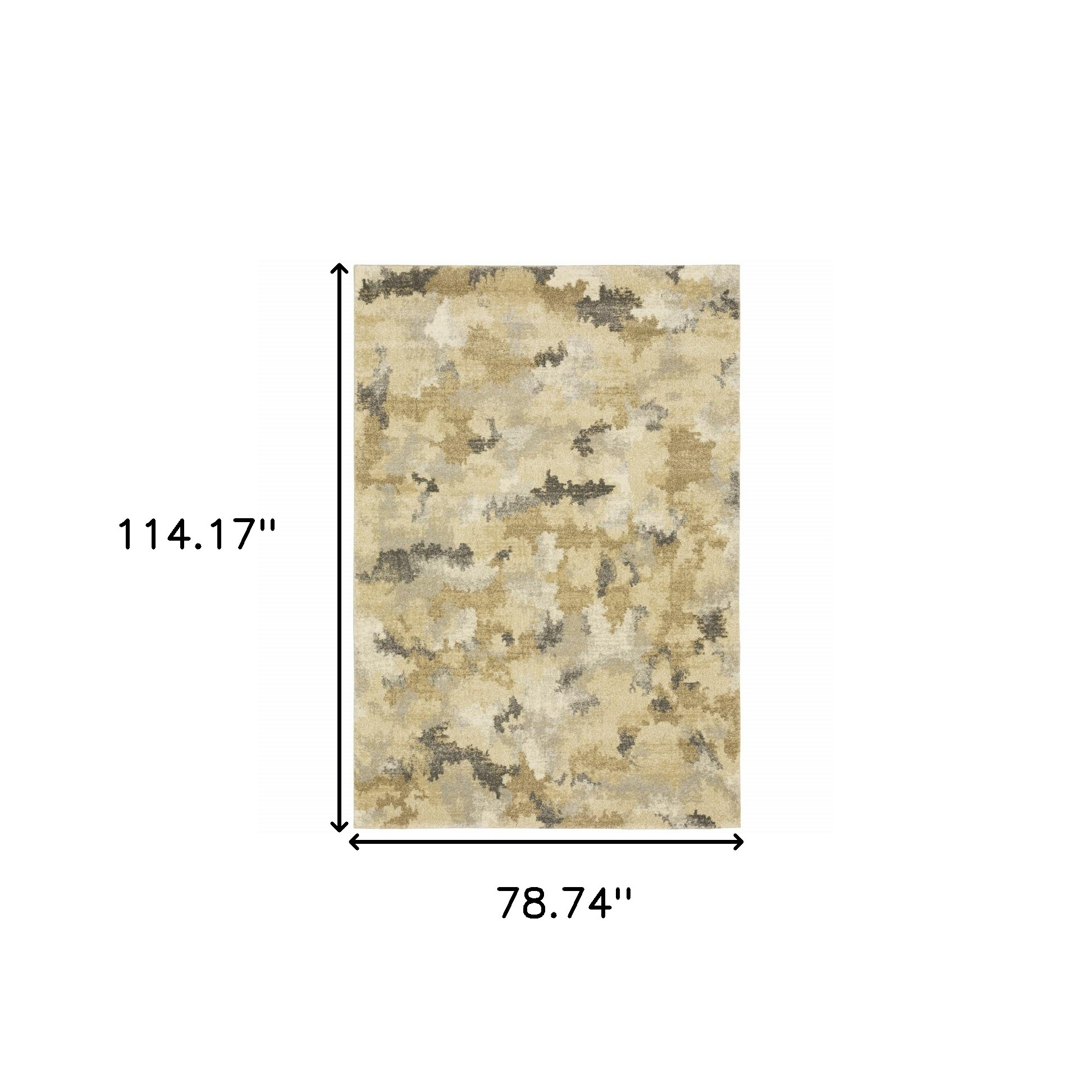 6" X 9" Beige Grey And Gold Abstract Power Loom Stain Resistant Area Rug
