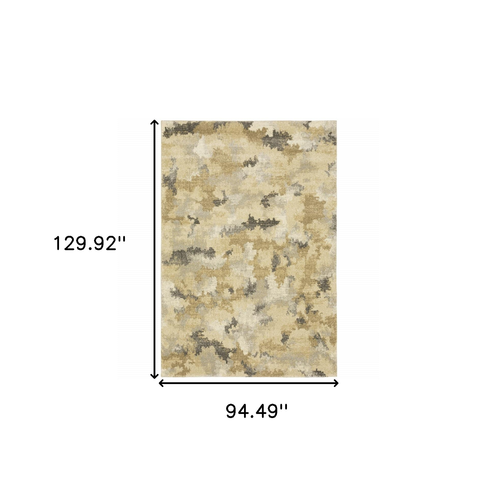 8" X 11" Beige Grey And Gold Abstract Power Loom Stain Resistant Area Rug
