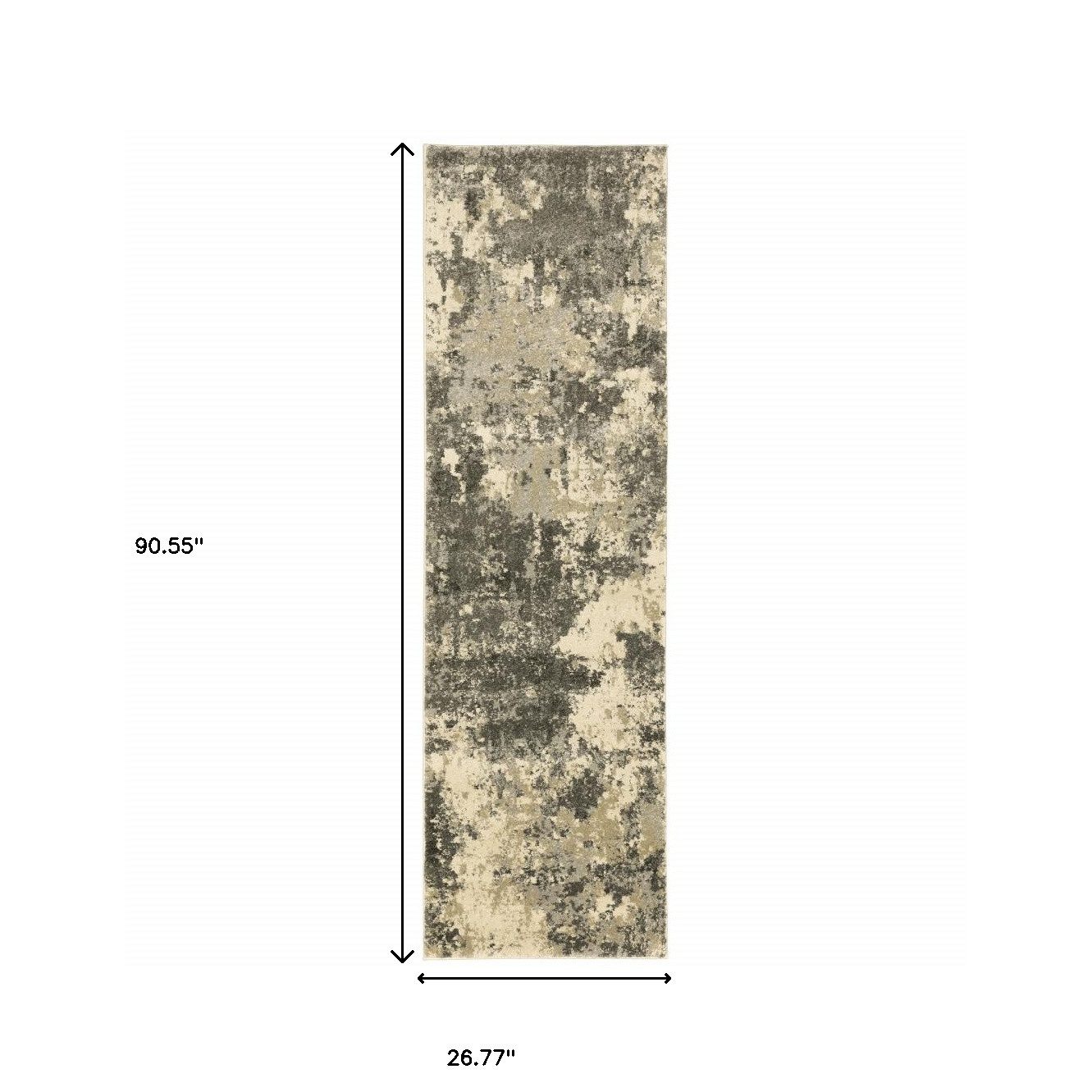 2" X 8" Charcoal Grey Beige And Tan Abstract Power Loom Stain Resistant Runner Rug