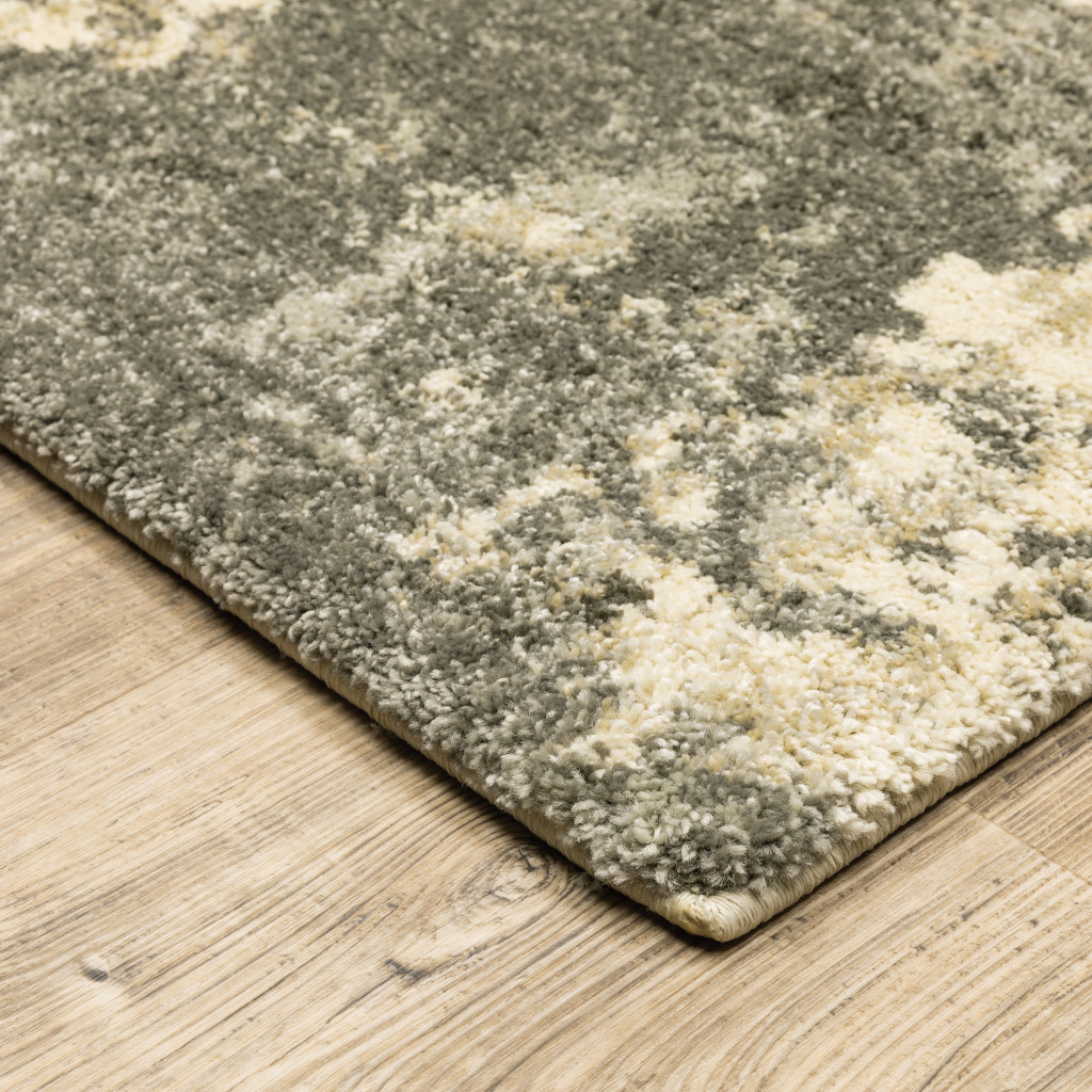 3 X 5 charcoal grey Beige And Tan Abstract Power Loom Stain Resistant Area Rug