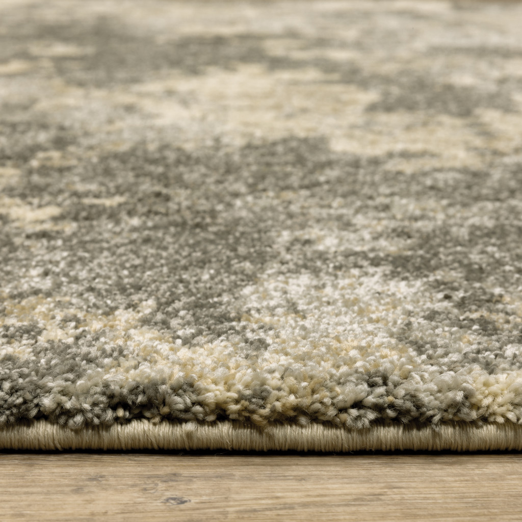 3" X 5" Charcoal Grey Beige And Tan Abstract Power Loom Stain Resistant Area Rug
