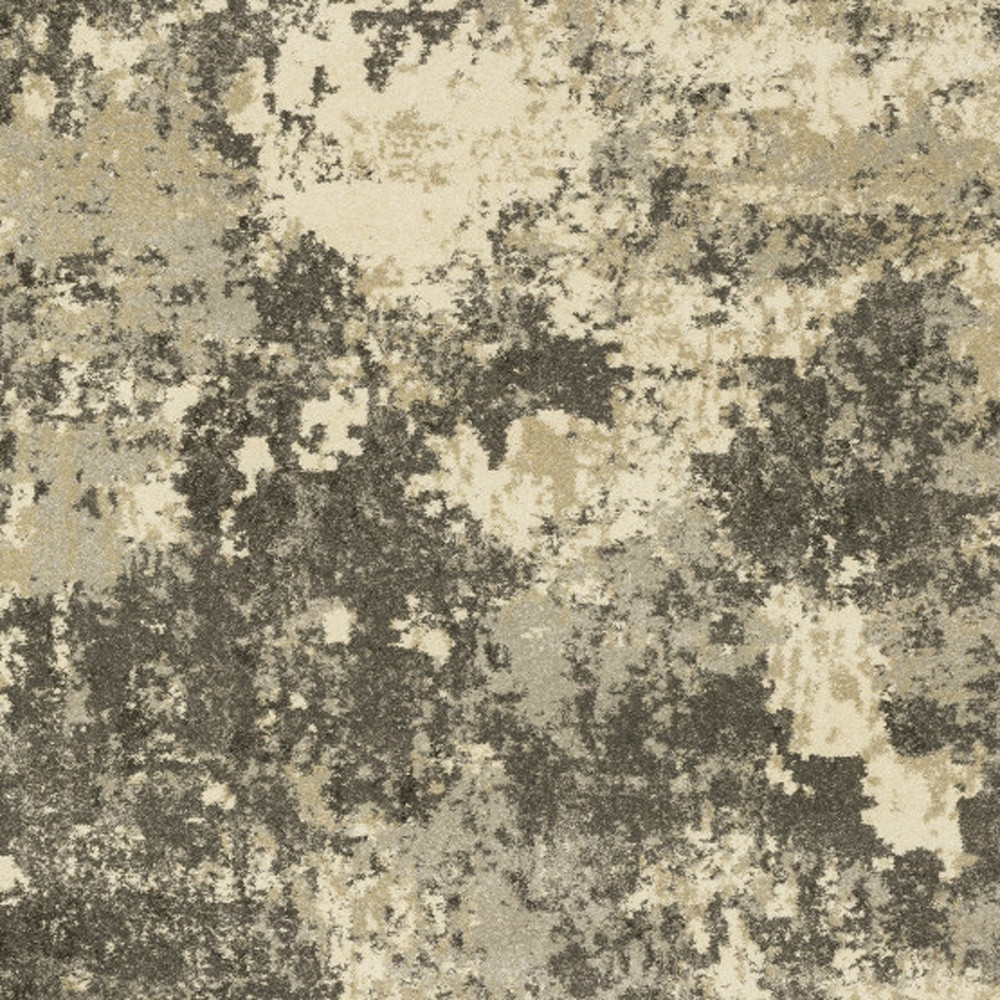 10" X 13" Charcoal Grey Beige And Tan Abstract Power Loom Stain Resistant Area Rug