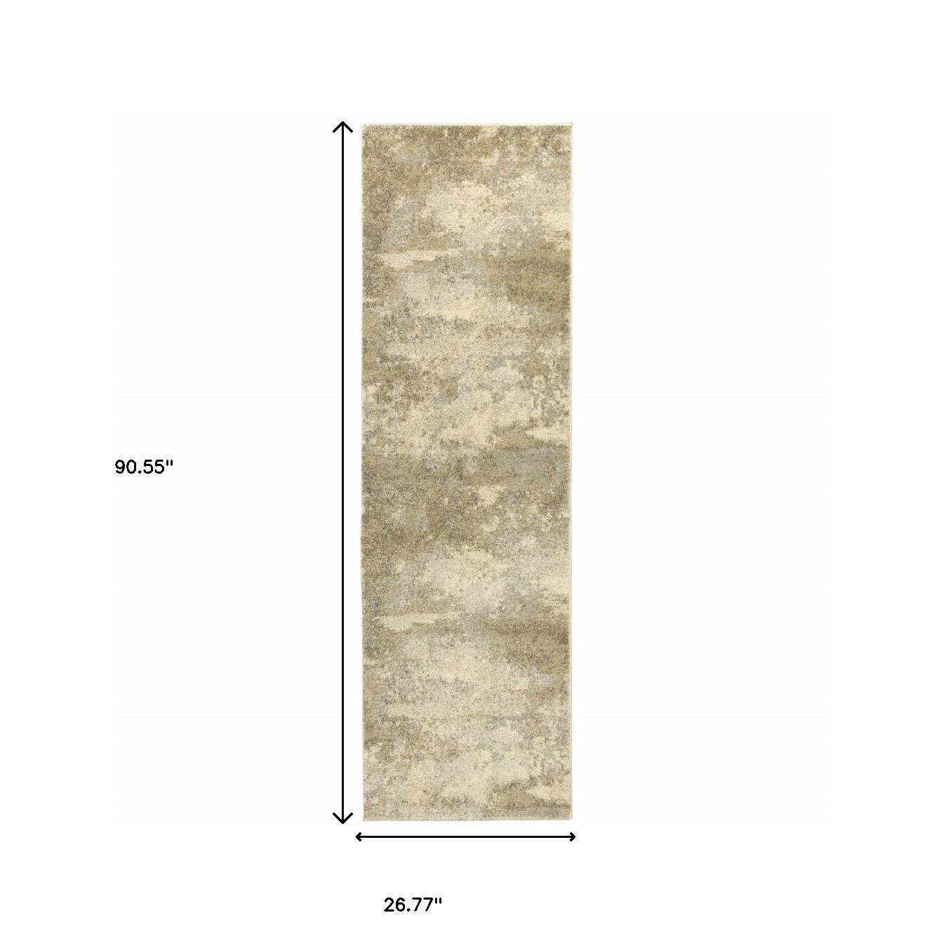 8" Beige and Gold Abstract Power Loom Runner Rug