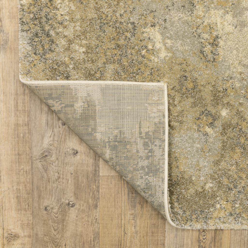 8" Beige and Gold Abstract Power Loom Runner Rug