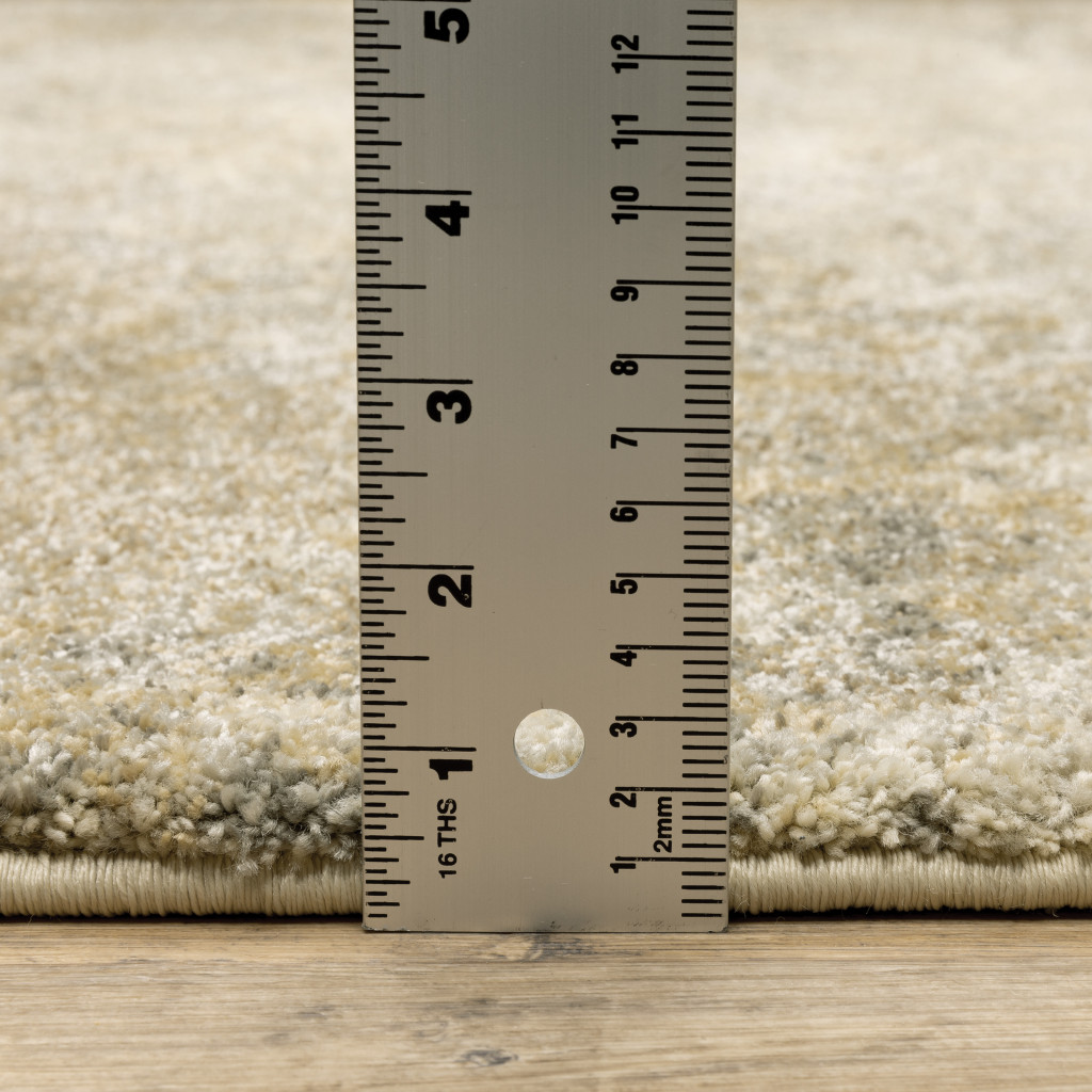 8" Beige and Gold Abstract Power Loom Runner Rug