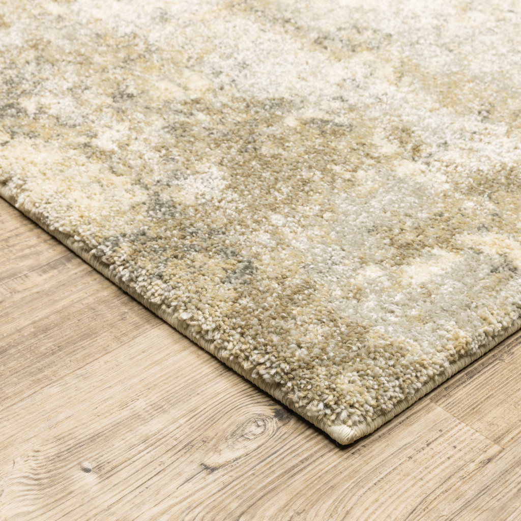 5" X 8" Beige and Gold Abstract Power Loom Area Rug