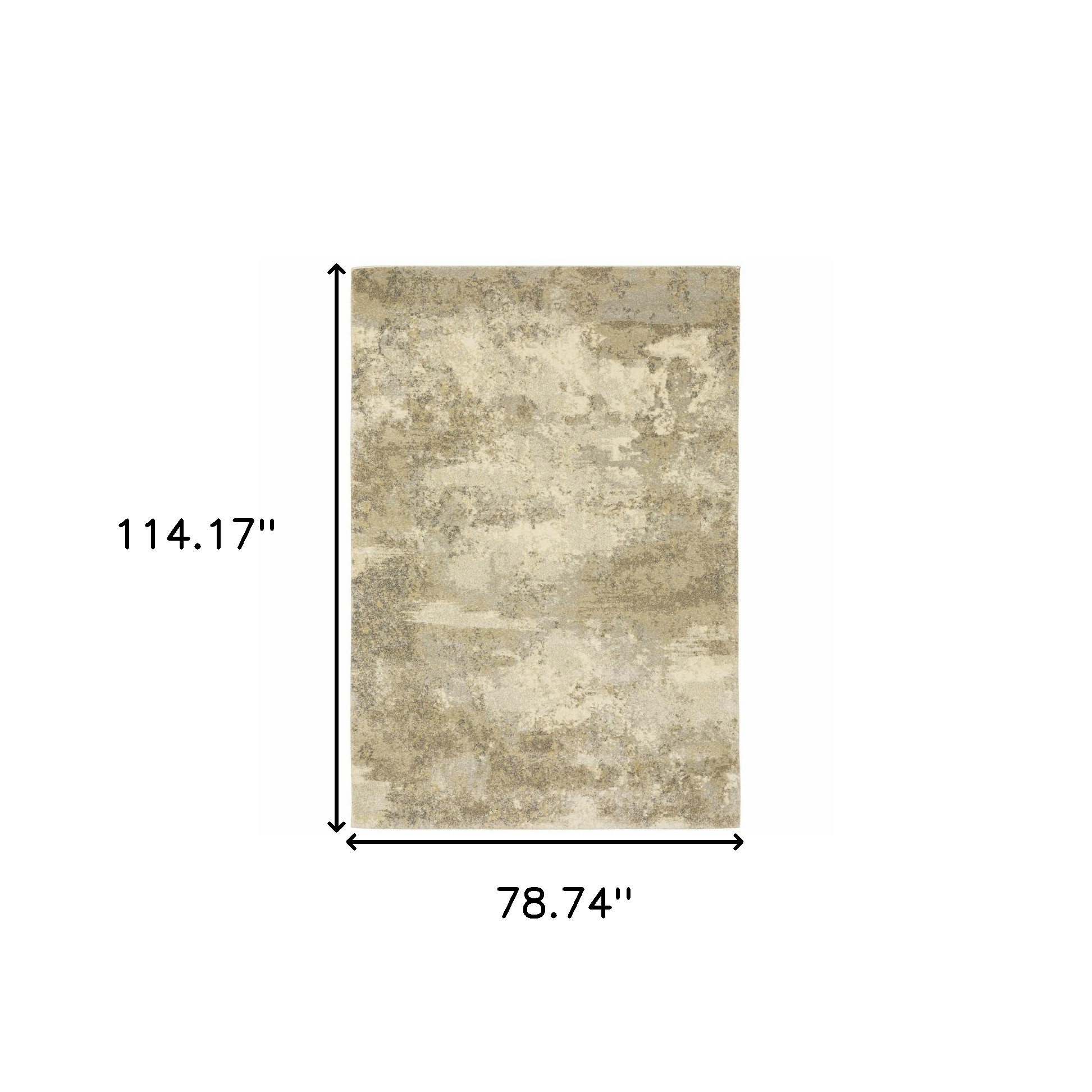 7" X 10" Beige and Gold Abstract Power Loom Area Rug