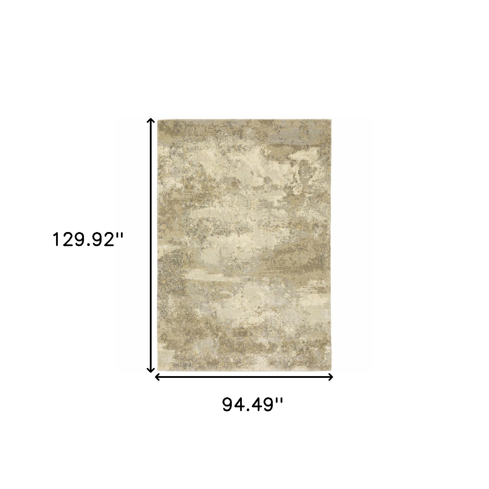 8" X 11" Beige and Gold Abstract Power Loom Area Rug