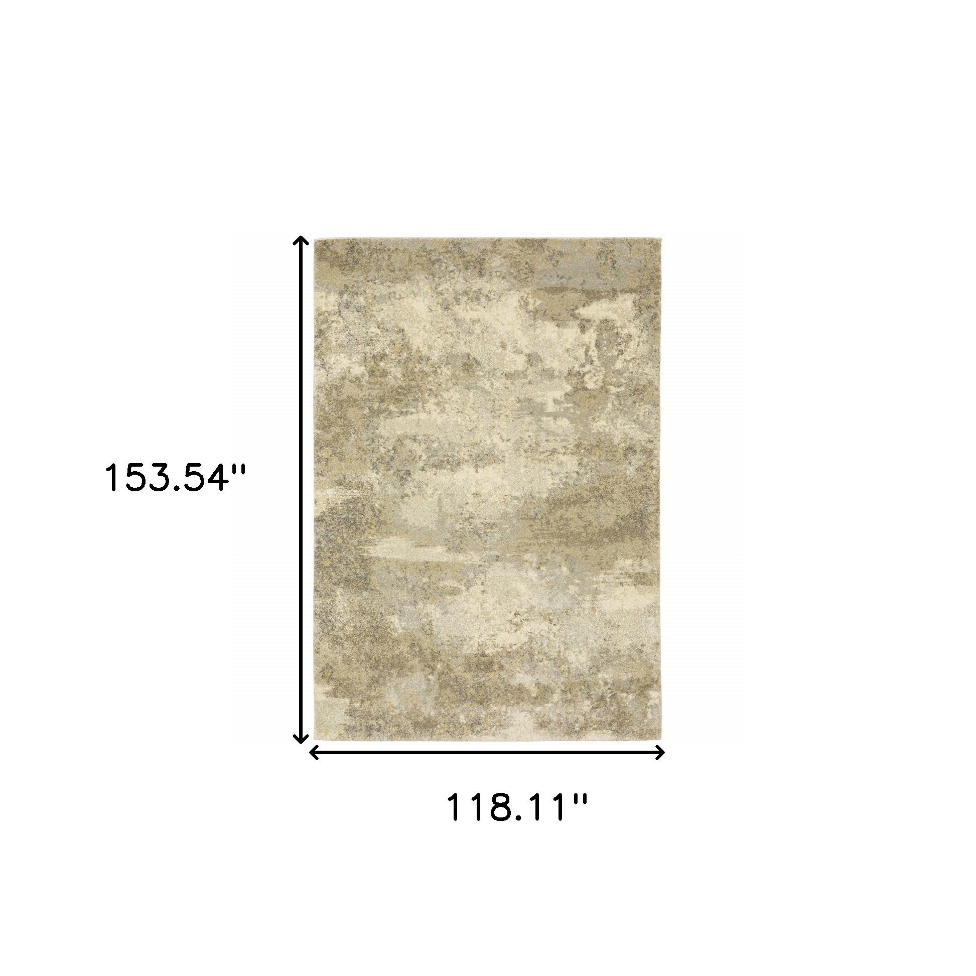 10" X 13" Beige and Gold Abstract Power Loom Area Rug