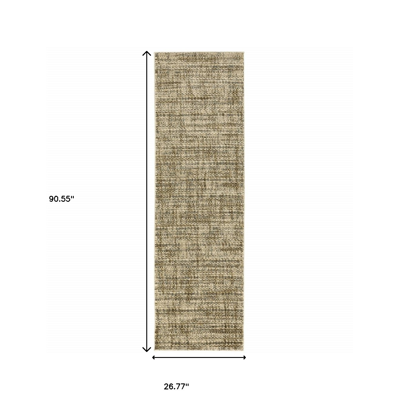 2" X 8" Beige Brown Tan And Blue Green Abstract Power Loom Stain Resistant Runner Rug