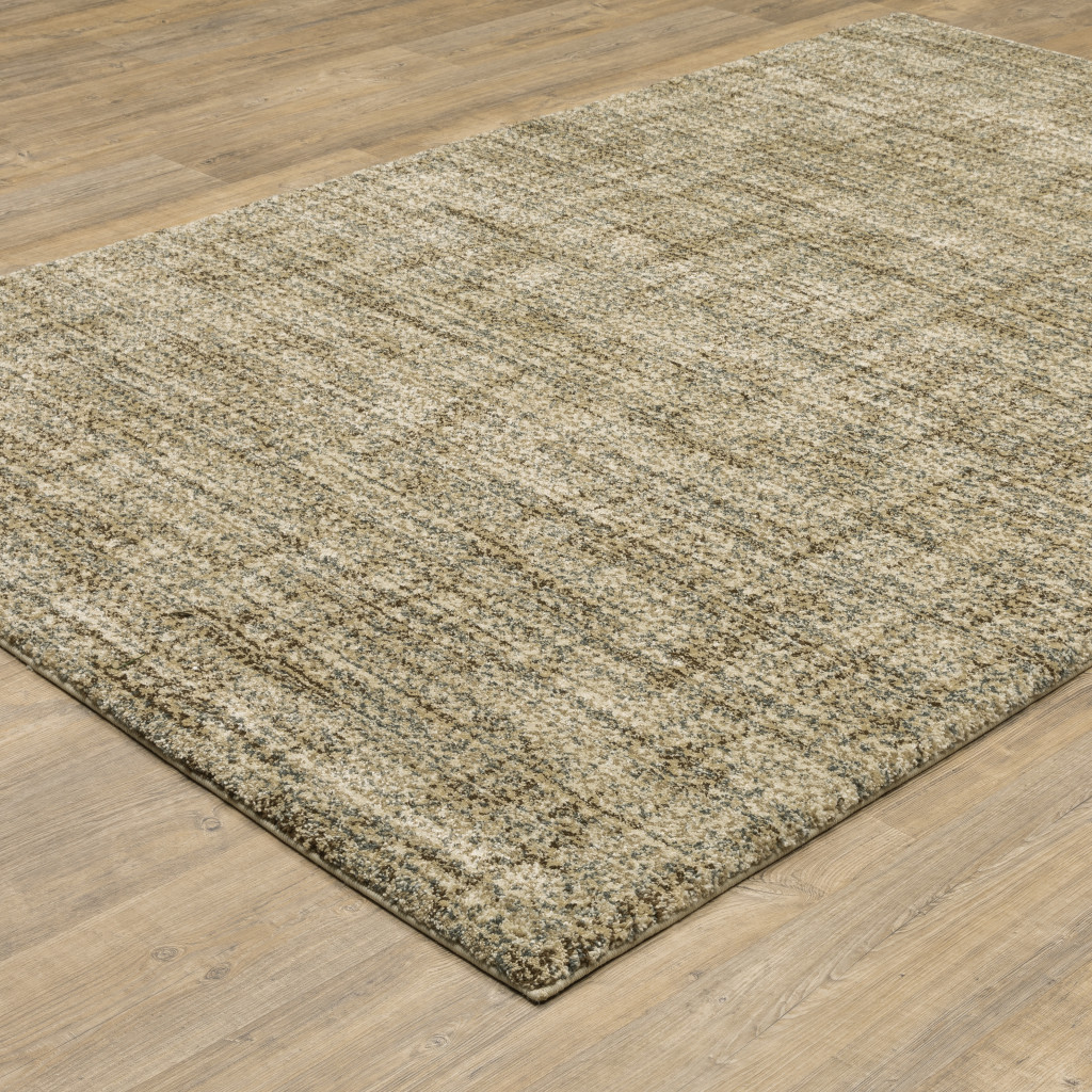 3" X 5" Beige Brown Tan And Blue Green Abstract Power Loom Stain Resistant Area Rug