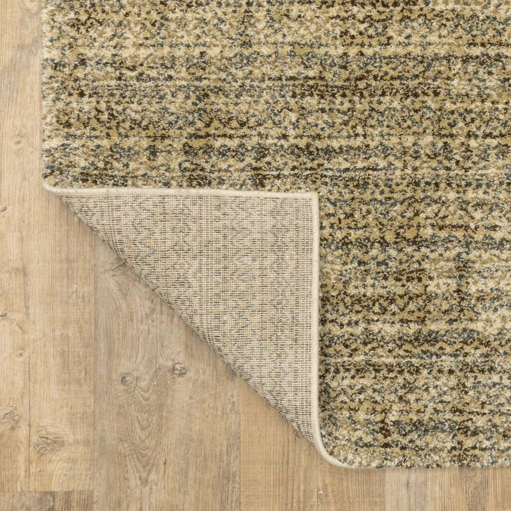 3" X 5" Beige Brown Tan And Blue Green Abstract Power Loom Stain Resistant Area Rug