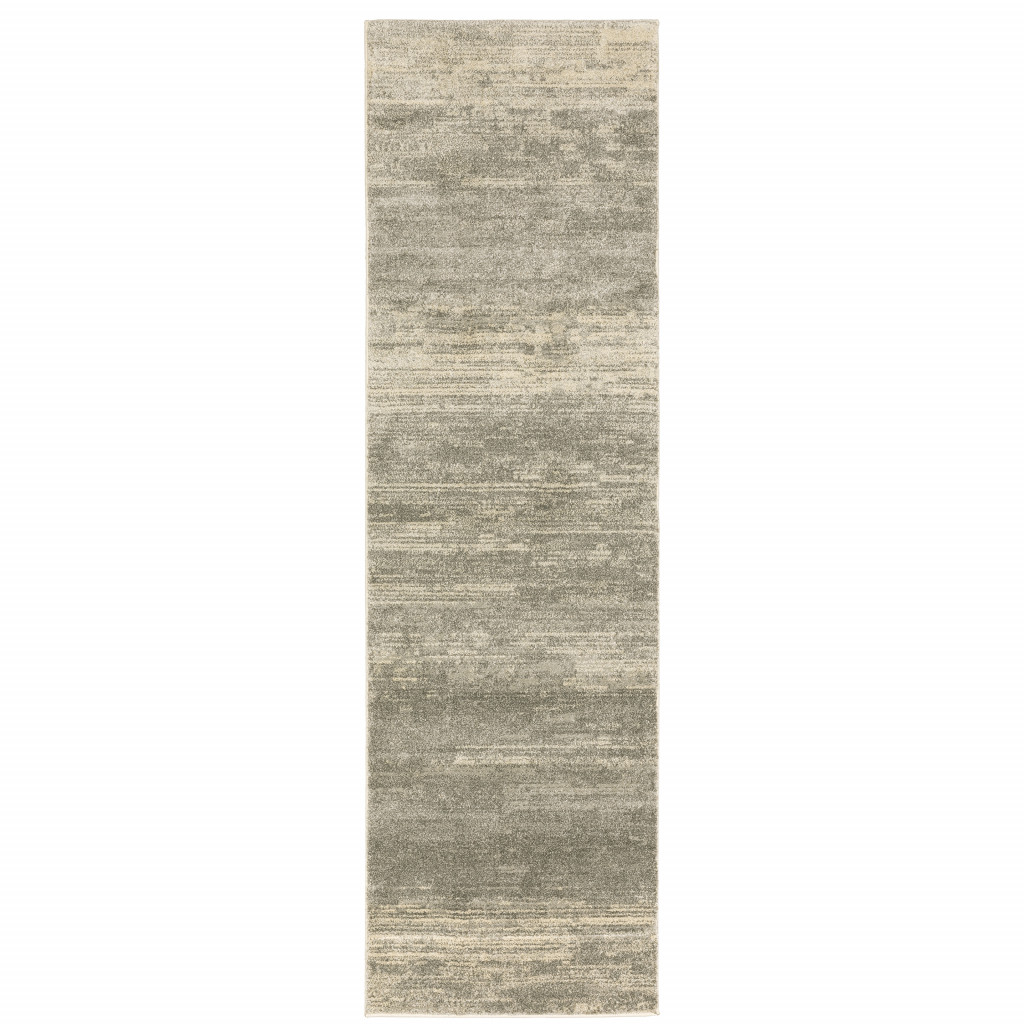 2 X 8 grey Beige And Tan Abstract Power Loom Stain Resistant Runner Rug