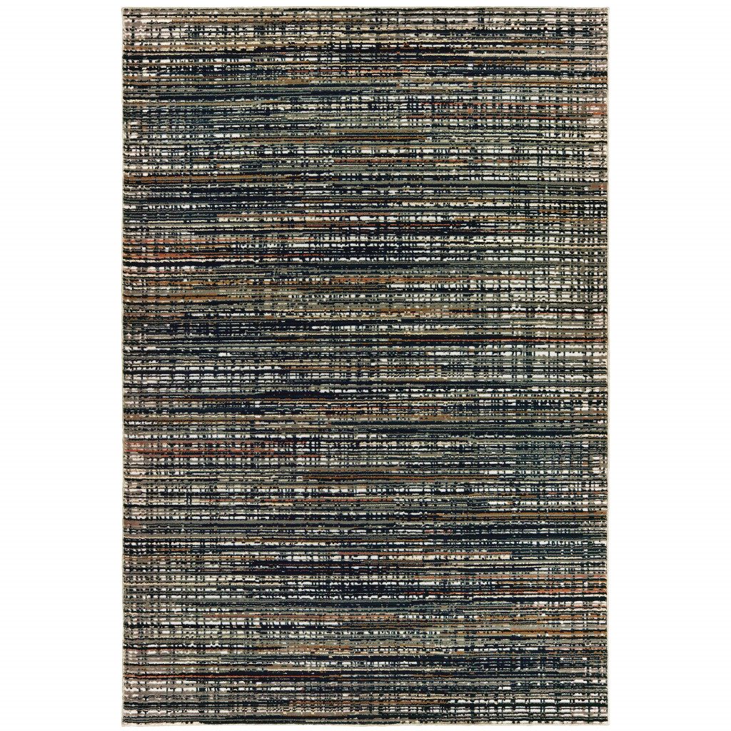 5" X 8" Black Navy Gold Ivory And Blush Abstract Power Loom Stain Resistant Area Rug