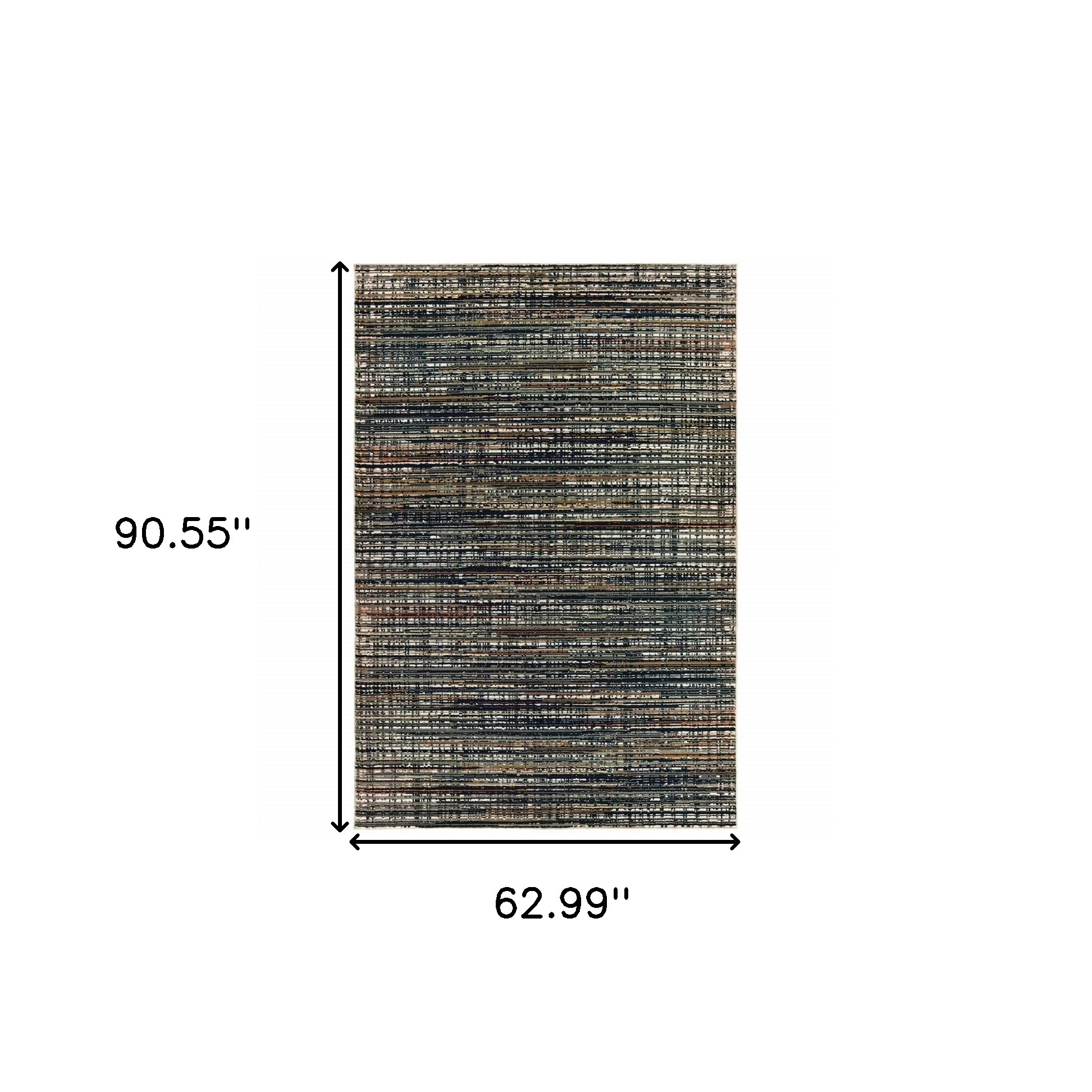 5" X 8" Black Navy Gold Ivory And Blush Abstract Power Loom Stain Resistant Area Rug