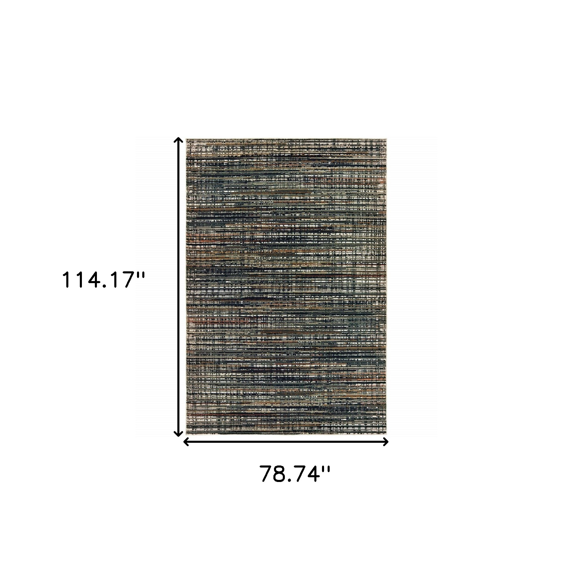 7" X 10" Ivory and Black Abstract Power Loom Area Rug
