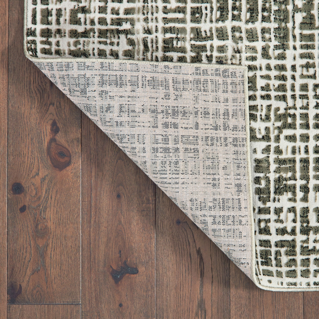 2" X 8" Grey And Ivory Abstract Power Loom Stain Resistant Runner Rug
