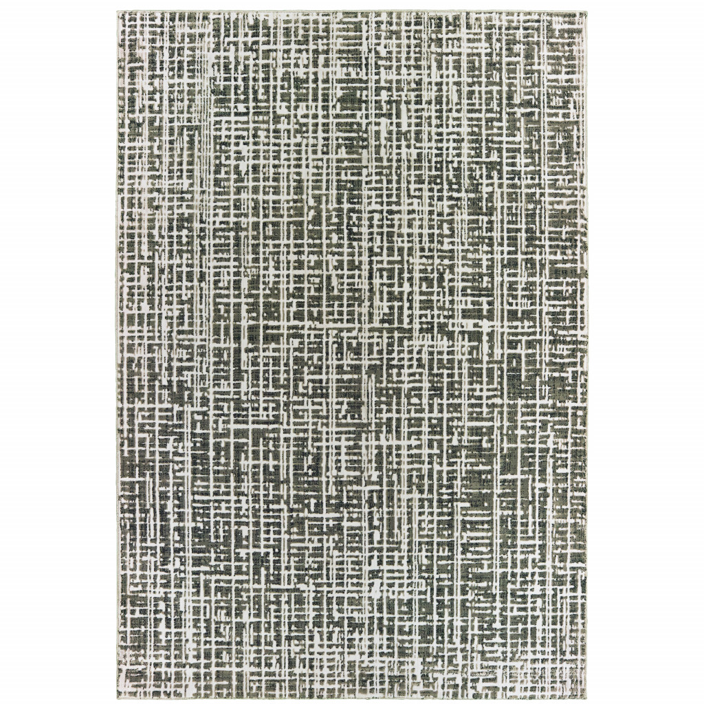 4 X 6 grey And Ivory Abstract Power Loom Stain Resistant Area Rug