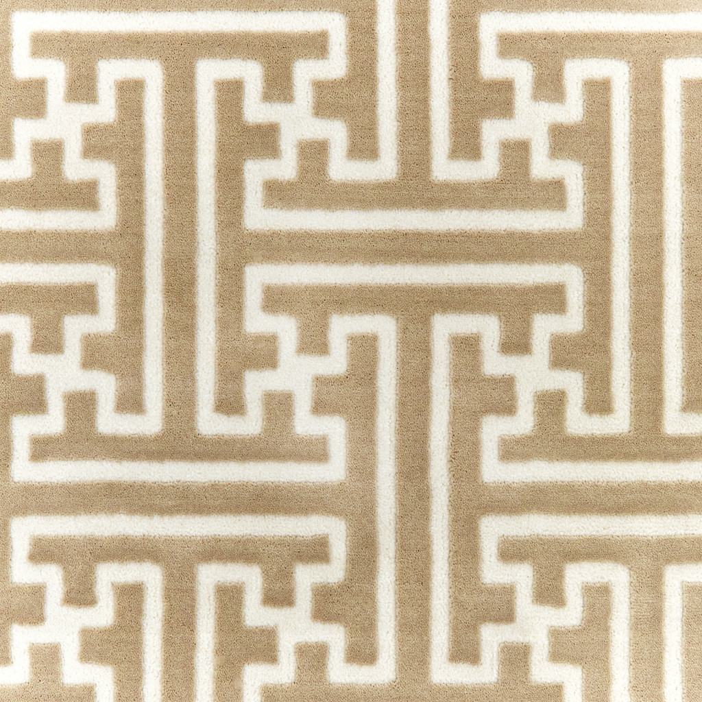 2" X 8" Gold And Ivory Geometric Power Loom Stain Resistant Runner Rug
