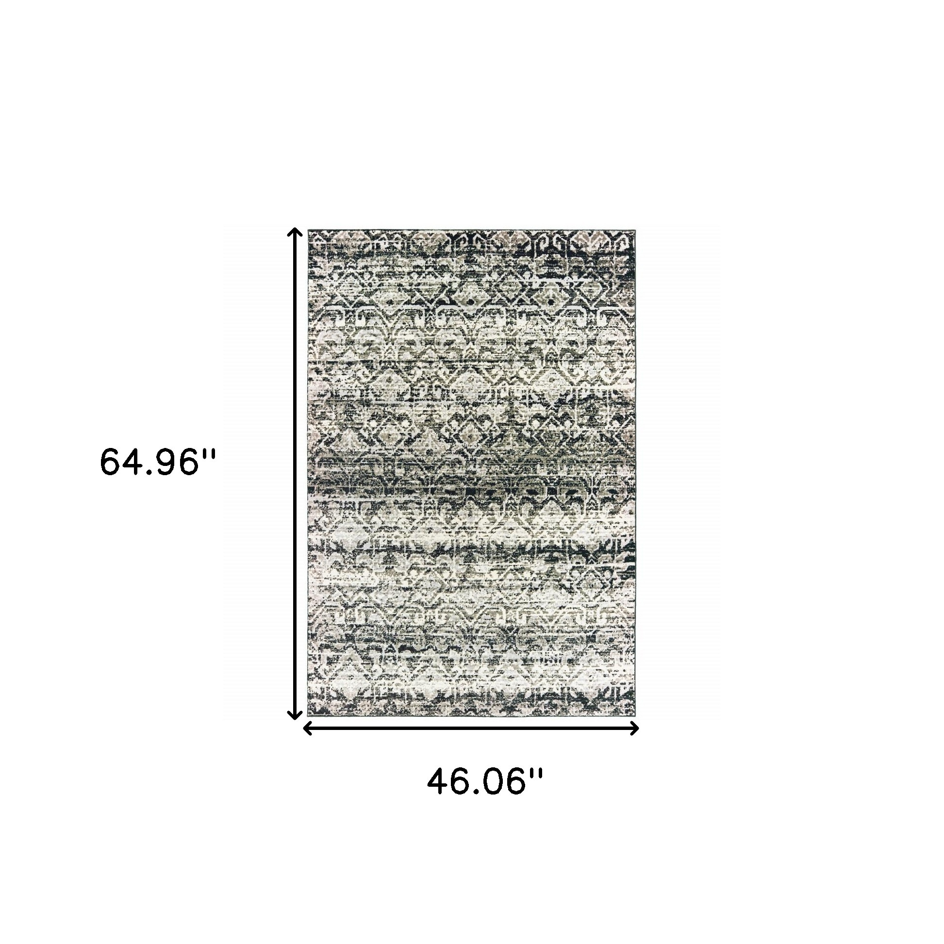 4" X 6" Grey And Ivory Geometric Power Loom Stain Resistant Area Rug