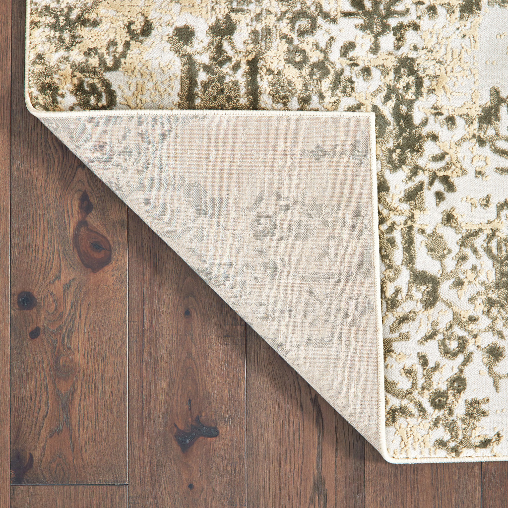 4" X 6" Grey And Gold Abstract Power Loom Stain Resistant Area Rug