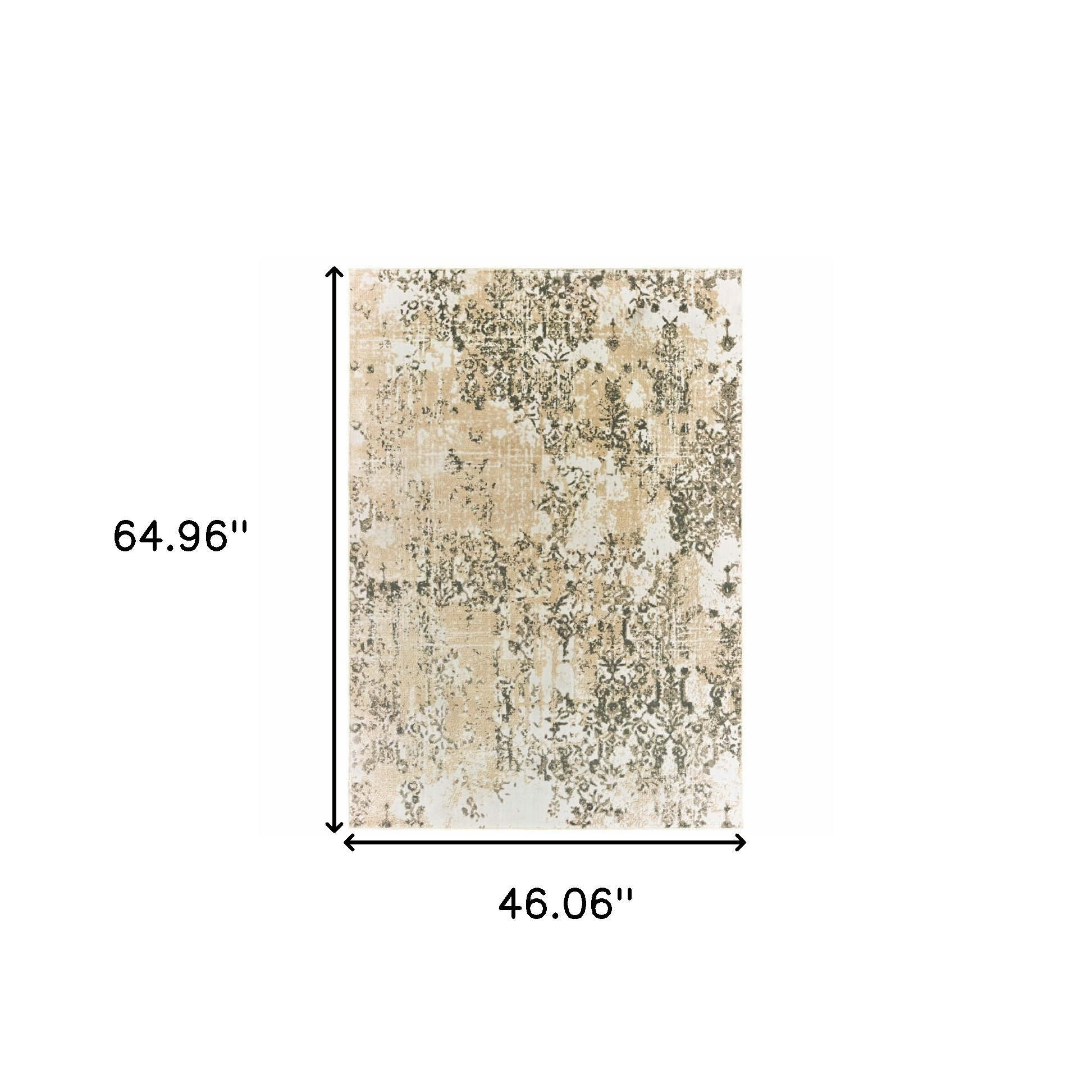 4" X 6" Grey And Gold Abstract Power Loom Stain Resistant Area Rug