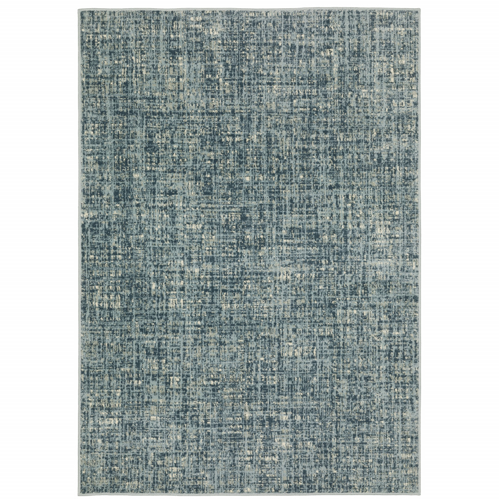 5" X 7" Dark Blue Light Blue Grey Ivory And Beige Abstract Power Loom Stain Resistant Area Rug