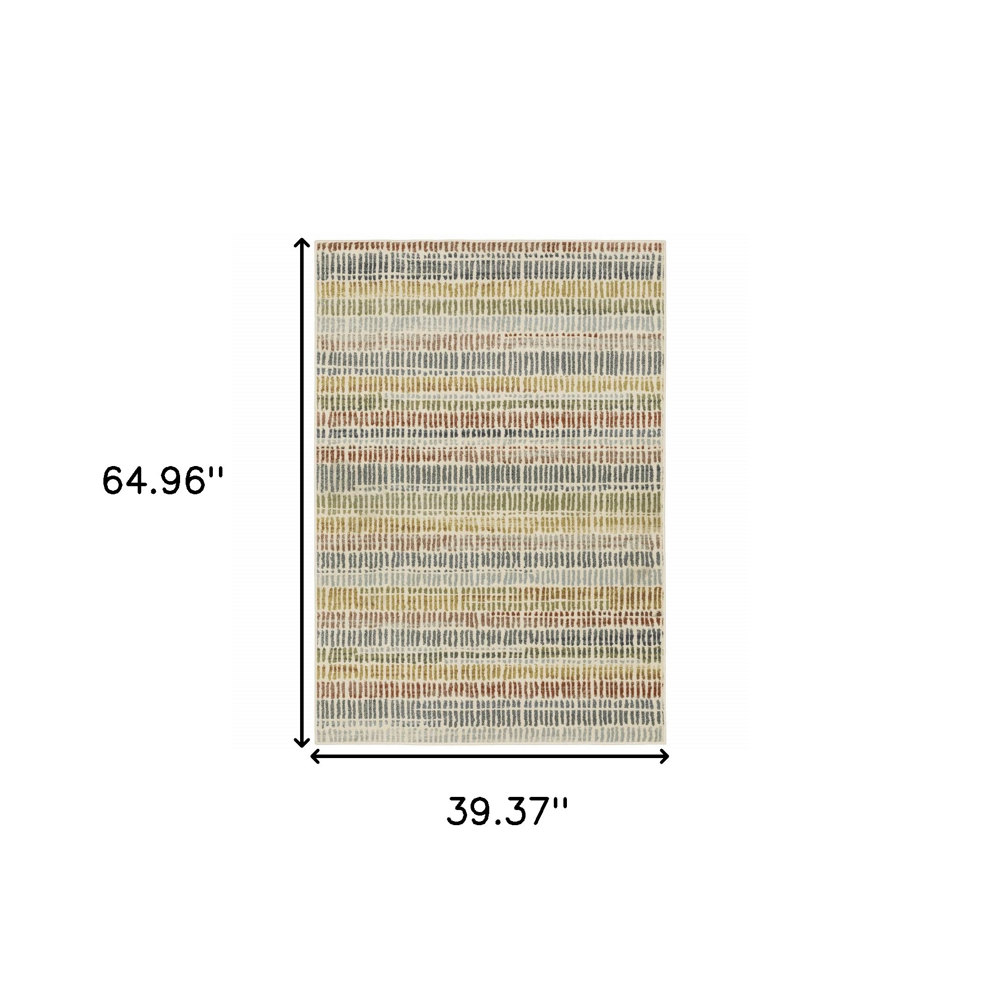 3" X 5" Ivory Blue Green Red And Gold Geometric Power Loom Stain Resistant Area Rug